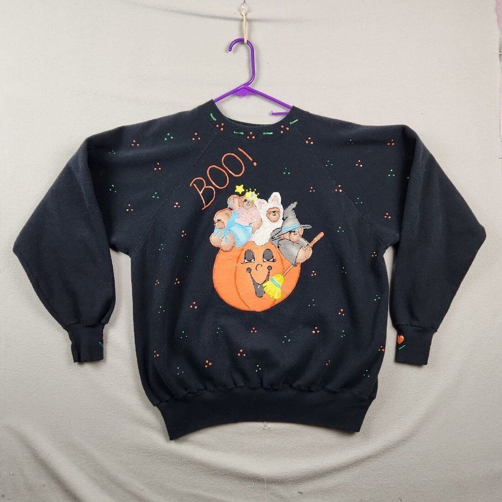 Vintage Ultra Sweats Sweatshirt Puff Paint Halloween Theme Size XL
